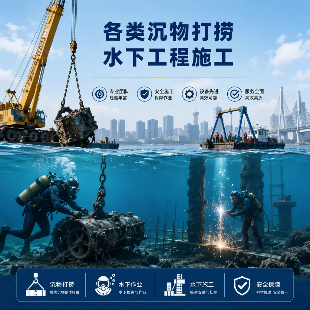 沽源各类沉物打捞，水下工程施工